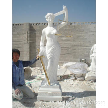 Большой размер белый мрамор религиозная богиня статуя правосудия